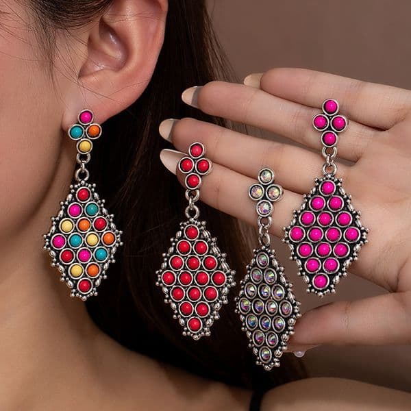 Luxury Designer Jewelry For Women Popular Bohemian Style Turquoise Earrings Colorful Geometric Earrings Unique Designer Earrings