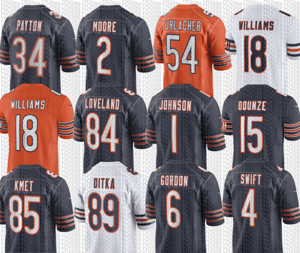 Walter Payton Caleb Williams Colston Loveland Rome Odunze Kyle Monangai Cole Kmet Darnell Wright D'Andre Swift Luther Burden III Jaylon Johnson Football Jersey Men