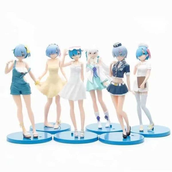 17cm ReLife in a Different World From Zero Rem Ram Action Figure Toys Collection Christmas Gift Doll Emilia Nurse Uniform Model S260411