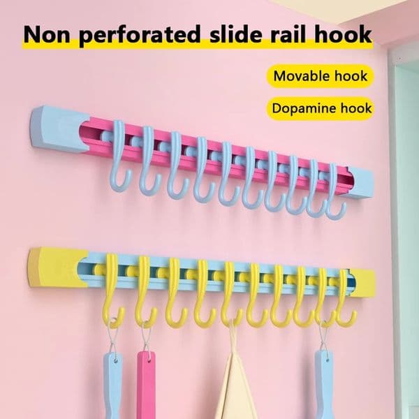 Non Perforated Sliding Rail Hooks Dopamine Kitchen Storage Hook Door Household Shelf Universal 260410