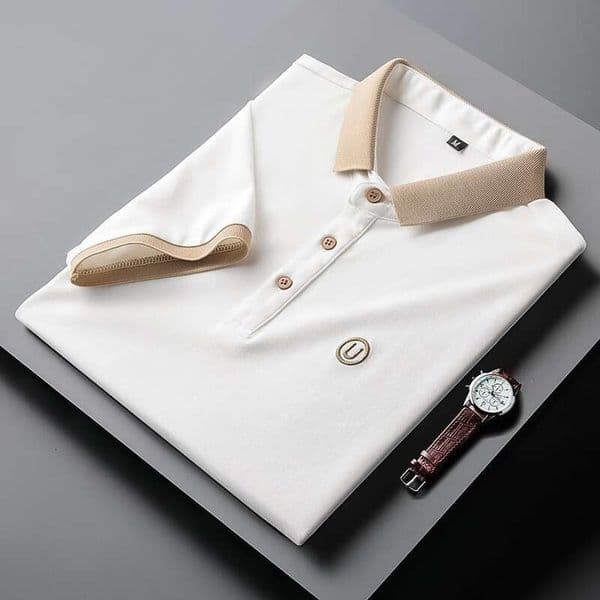 Summer Polo Shirt, Casual Men's Embroidered U-Neck Short-Sleeve T-Shirt Classic Style, Plus Size Available
