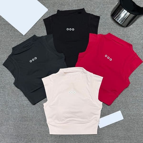 Women Designer Tight Vests Turtleneck Letter Embroidery Classic Push Up Singlets Pilates Sporty Outdoor Vest