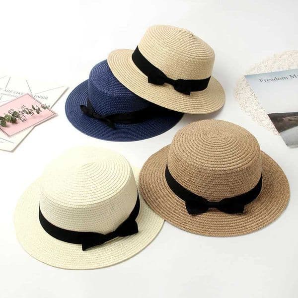 Straw Hat Women Summer Hat Beach Ladies Casual Flat Brom Bowknot Panama Hat Breathable FashBreathable Fashion Sun Hats For Women S26413