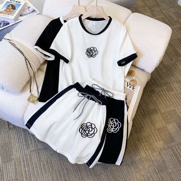 Women's Summer 2025 New Sports Casual Outfit, Short-Sleeve, Street-Fashionable, Stylish, Age-Reducing, Trendy Two-Piece Set