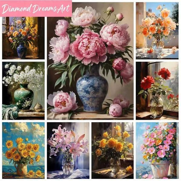 Frameless5D DIY Diamond Painting New Collection Vase Flowers Diamond Mosaic Colorful Handmad Art Cross Stitch Kit 2026 Home DecZ260413