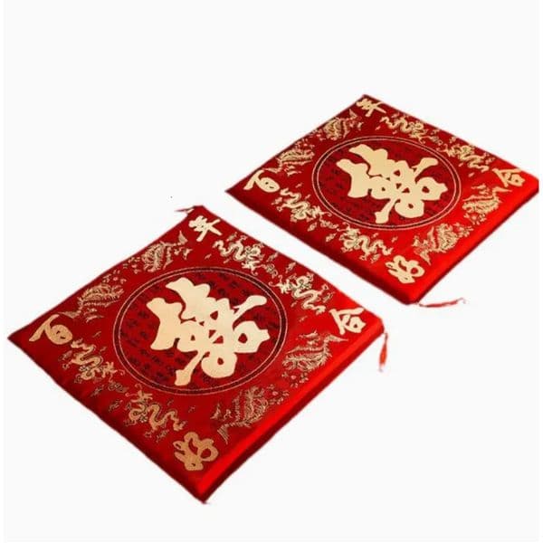 Chinese Red Embroidery Seat Cushion Washable Thicker Pad Chair Kitchen Office Wedding Gift Soft Patio