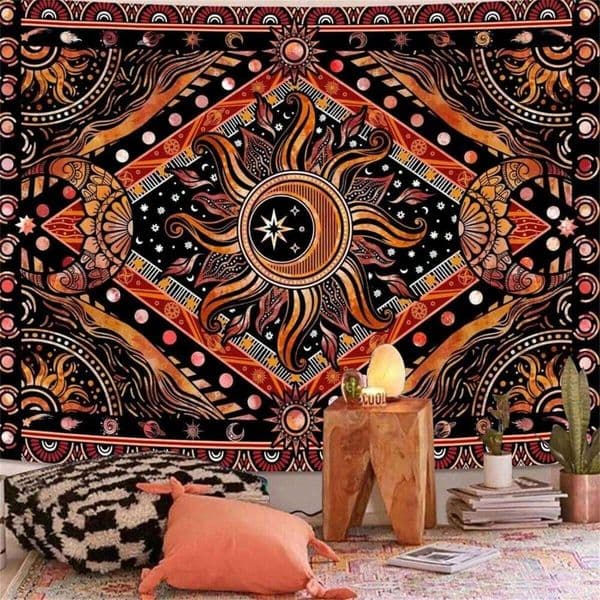 1pc Sun Moon Bohemian Tapestry, Multi-Use for Wall Hanging, Sofa Cover, Tablecloth & Picnic Blanket, Home Decor 26Y0413