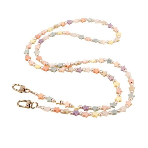 Macaron Star Beaded Long Crossbody Wearable Lanyard Neck Strap Anti-Lost Anti-Drop Phone Chain