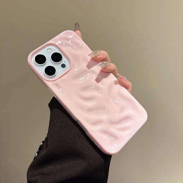 Luxury Fold Pattern Texture Wave Soft Silicone Phone Case for iPhone 16 15 14 13 12 11 Pro Max Candy Shockproof Bumper Cover 26L0313