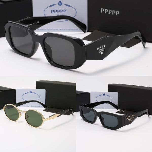 Luxury Designer Triangular Signature Frame Sunglasses UV400 Protection Vintage Retro Eyewear Fashion Symbol Sun Glasses for Men Women with Box