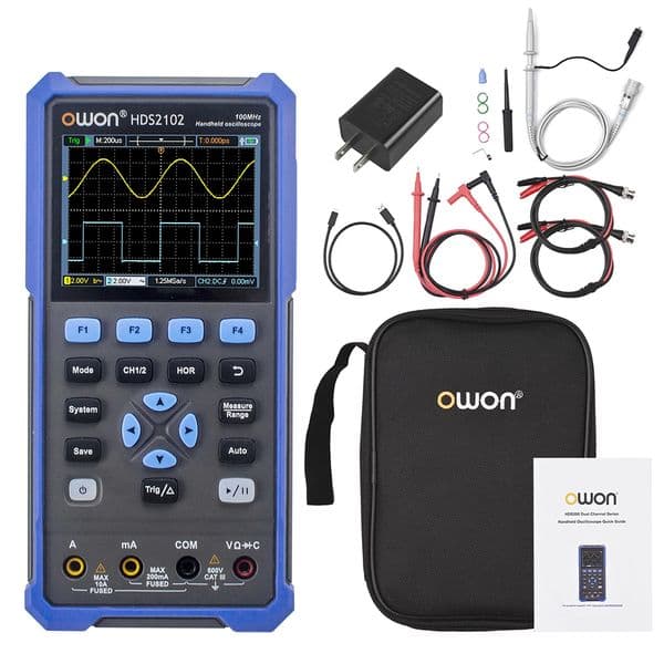 OWON HDS2102 Handheld Digital Oscilloscope 3.5 LCD 100MHz 500MS + DMM Multimeter