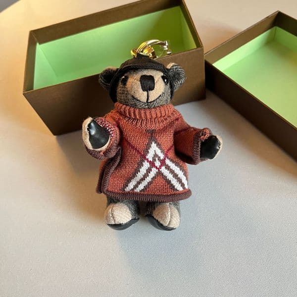 Luxury designer bear pendant plush plaid teddy handmade car keychain pendant bag pendant gift box