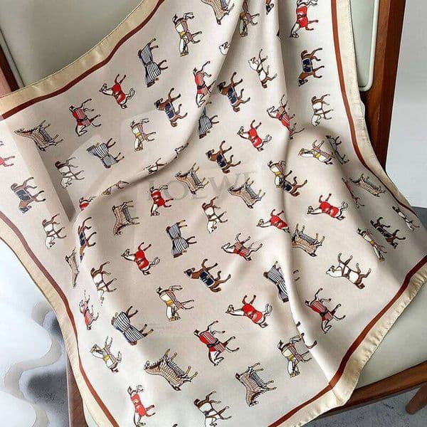 Silk Bag Scarf Fashion Print Square Lady Hair Foulard Female Head Band Women Bandana Neckerchief Large Hijab New Scarves Summer 26Y0413