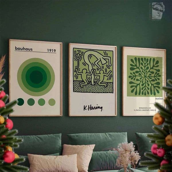 3pcs/Set Green Set Matisse Cutout Keith Color Block Bauhaus Wall Art Canvas Painting Posters For Living Room Home Decor 26H0413