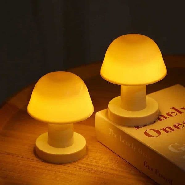 Mini Creative Mushroom LED Night Light Battery Powered Portable Desktop Sunset Night Lamp for Coffee Bar Bedroom Home Decor Gift H260413
