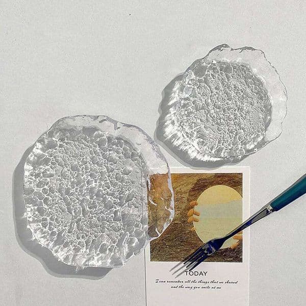 Glass Decorative Trays Plate Transparent Dinner Dish Jewels Display Tray Dessert Cake Plates Table Decor 26W0413