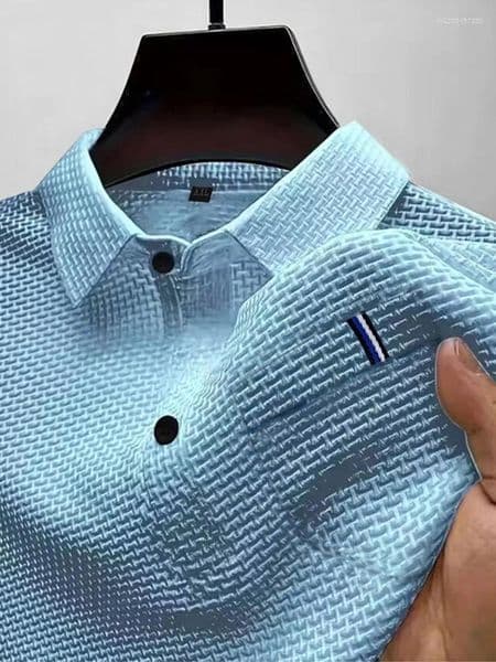 Men's Polos Summer Ice Silk Lapel Pocket POLO Shirt Short-sleeved T-shirt Clothing Top