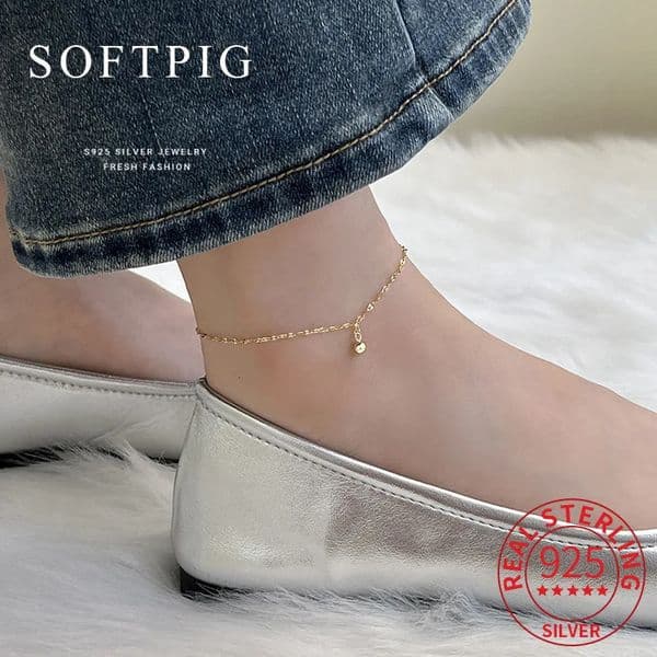 INZATT 925 Sterling Silver Bead Sparkling Chain Anklets For Women Classic Fine Jewelry Trendy Summer Accessories 260410