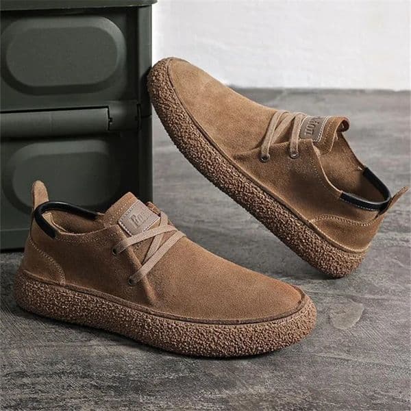 Mens Suede Genuine Leather Casual Shoes Laceup Men Light Comfortable Driving Flats Outdoor Oxfords Shoe 260413