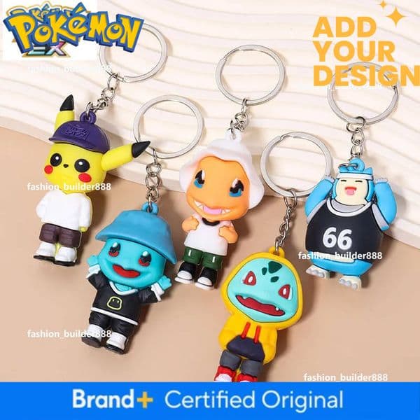 Pokemon Keychain Cartoon Pokemon bag pendant Charmander Squirtle couple keychain figure