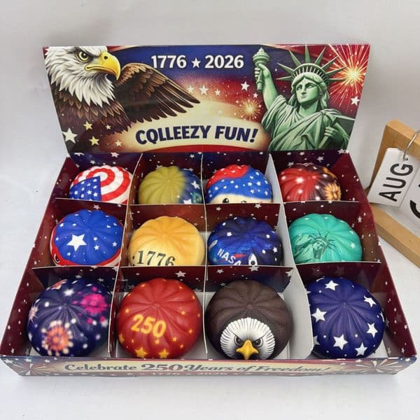 IN stock 2026 USA 250th Anniversary PU Slow Rising Steamed Bun Squishy Stress Relief Squeeze Fidget Toy BY SEAs