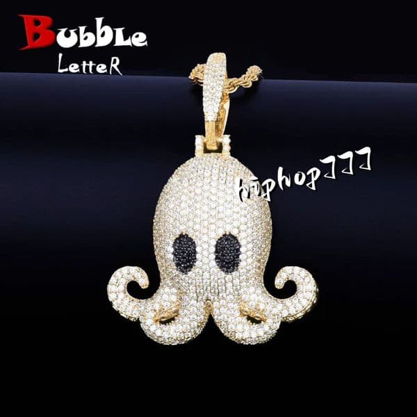 Hip Hop Animal Octopus Pendant Necklace Mens 925 silver Inlaid moissanite Hip Hop Trendy Jewelry
