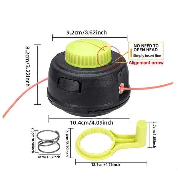 1Pc Rotary Trimmer Head with Spring 1 Handle, Mounting Hole M10*1.25, No Need Open Cover Connect High-Temperature Resistant Material, Light Pressure Release the