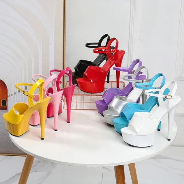 Pole Dance Shoes Stripper High Heels Womens Sexy Show Shoes Sandals Party Club 15 CM Platform High-heeled Wedding Footwear 260410