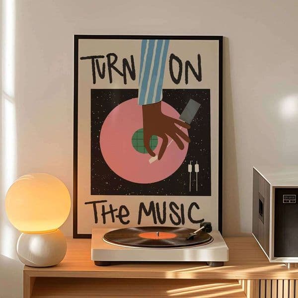 Vintage Vinyl Pink Record Turn On The Music Wall Art Prints Canvas Painting Poster Picture For Living Bed Room Home Decor 26H0413