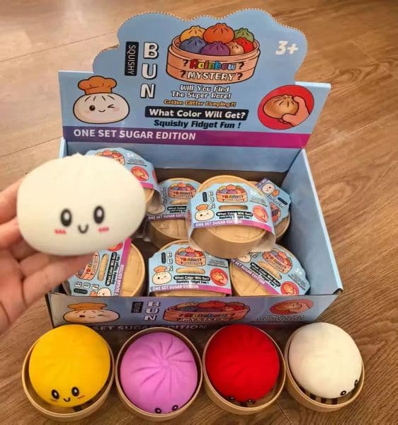 Slow Rebound Rainbow Dumpling Squishy Stress Relief Fidget Sensory Squeeze Toy Simulation Bun Stress-relieving toys