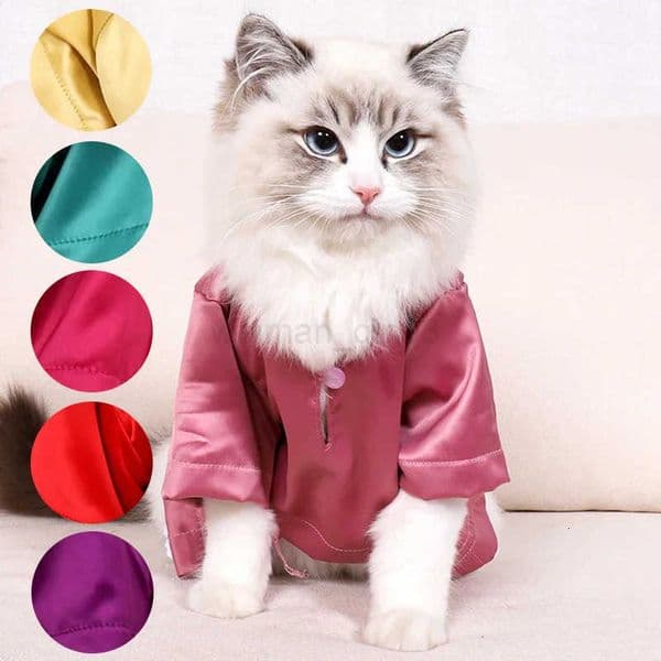Fashionable Pet Clothes Summer Shirt Cat Wear Silk Dazzle Breathable Thin Non-Stick Fur Traditional Chinese Garments Cat Dresses H260413