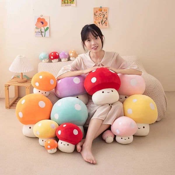 1Pc 10/23/30CM Lovely Colorful Mushroom Plush Toys Super Cute Small Mushroom Pillow Cushion Stuffed Soft Interesting Gifts H260413
