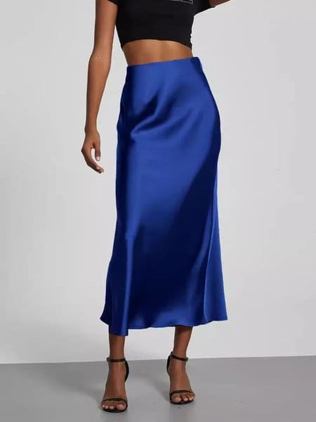 21 Colors 2026 Womens Elegant High Waist Satin Long Skirts Female Summer Solid Color Faldas 260413