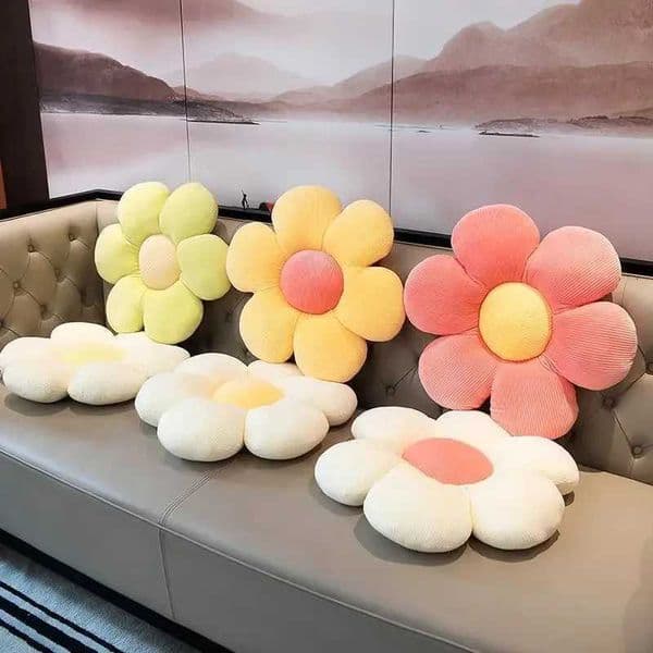 35CM Colorful Flowers Plush Pillow Plant Petal Cushion Stuffed Toys for Girls Baby Home Decor Gift H260413