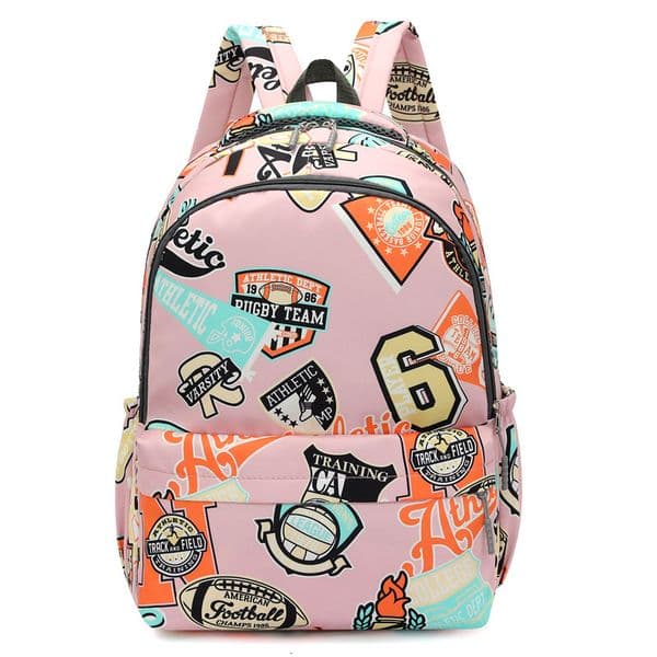 2026 New Vintage Athletic Print Students, Large Capacity Casual School Bag, Fashion Laptop Backpack for Daily Use
