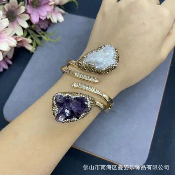 Natural Uruguayan amethyst bracelet baroque pearl bracelet live broadcast -selling jewelry wholesale jewelry 260409