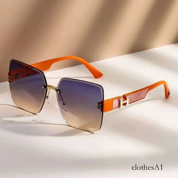 Large Square Frame Trendy Gradient Summer Sun Protection Rimless High-End Feel Sunglasses Q260525