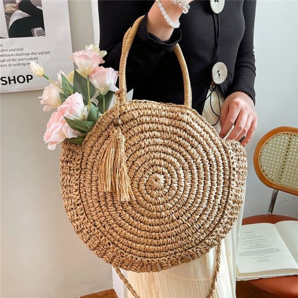 New Women's Woven Bag Large Capacity Korean Fashion Handbag Personalized Niche Design Straw Shoulder Crossbody Bag