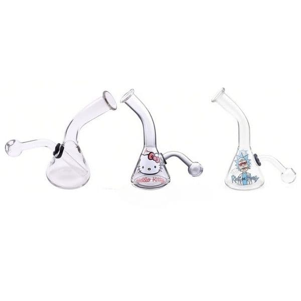 Wholesale MINI Travel Hookah Beaker Glass Oil burner Bong pipes catcher thick heady water tobacco bongs pipe for smoking with Removable banger bowl
