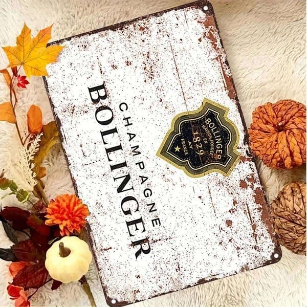 Vintage Bollinger Champagne Metal Sign - UV Printed Aluminum Wall Art, Waterproof & Durable Rustic Decor for Home, Cafe, Office 26Y0413