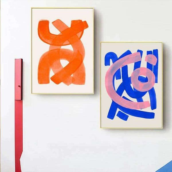 Modern Abstract Mid Century Watercolor Brush Strokes Poster Orange Canvas Print Painting Wall Art Picture Living Room Home Decor 26H0413