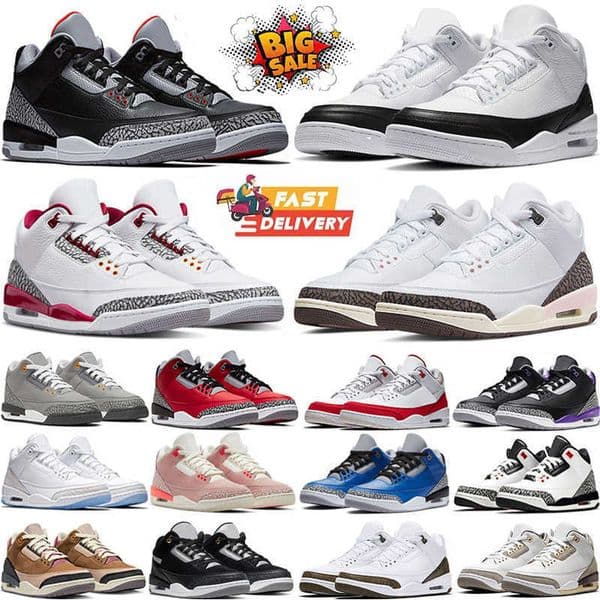 Designer 3 Men Basketball Shoes 3s UNC Pine Green Black Cement Racer Blue Fire Red Court Purple Cool Grey Laser Orange Katrina Mens Women Sneakers Sports Eur 36-47