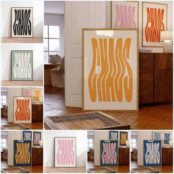 Typography Print and Posters Modernist Wall Art Chaos Quote Canvas Paintings Preppy Aesthetic Living Room Picturess 26L0413
