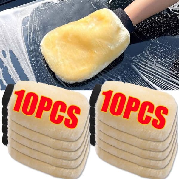 1-10pcs Washing Imitation Wool Gloves Thickened Plush Wiping Glove Waxing Polishing Car Cleaning Products cleaning cloth ddmythur