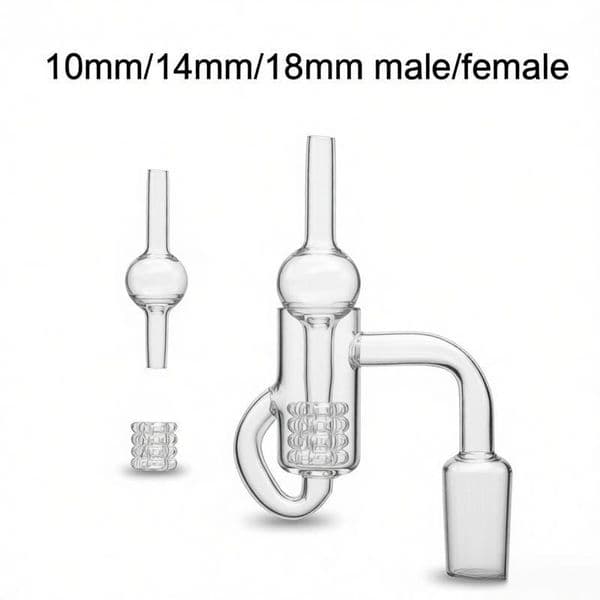 Wholesale 100% Real 10mm/14mm/18mm male female Quartz Banger Nail with Removable Quartz Insert and Glass Ball Carb Cap Quartz E Nails Set for water oil burner bong