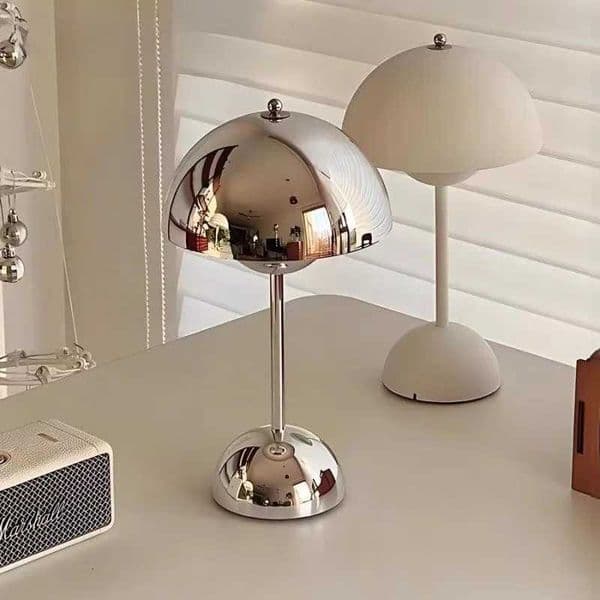 Silver USB Charging Flower Bud Desk LED Lamp Top Touch Switch Room Decoration Kid Bedroom Mushroom Night Light Accessories Items H260413