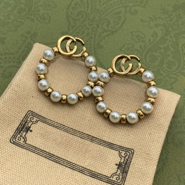 New letter Round pearl stud earrings temperament Fashion Jewelry Gifts Designer Earrings