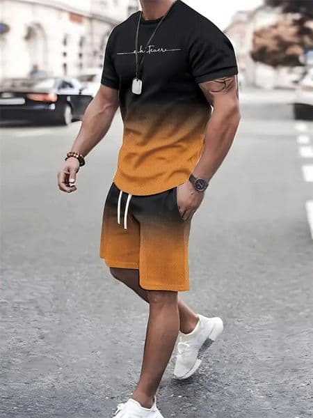 Summer Street Mens Suit Sportswear Mens Oversized Clothing 3D Print T-Shirt Shorts Mens Simple Clothing Fashion Suit 260407BJ
