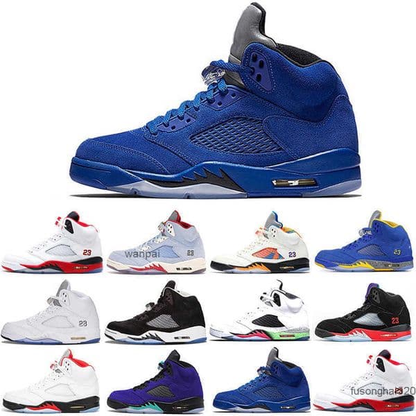 hot men basketball shoes 5 5s Alternate Grape Blue suede Fire Red International Flight Laney Royal Metallic Silver Oreo Space Jam