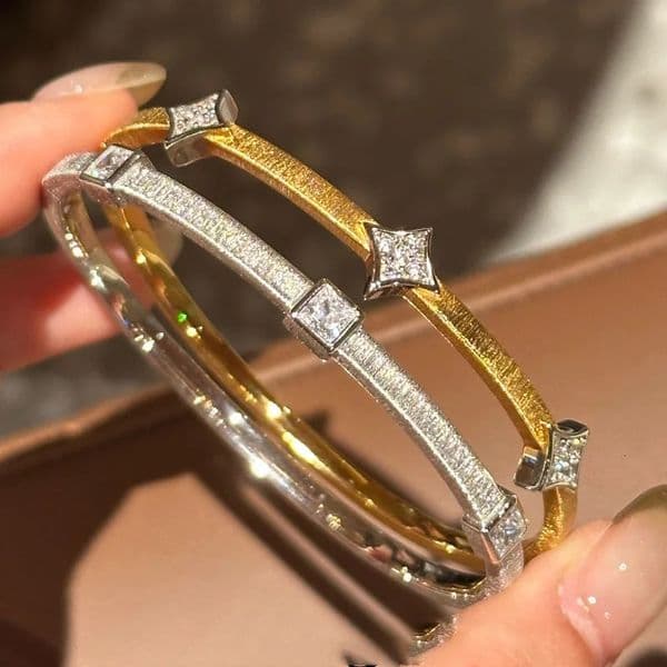 High quality fashion brushed square diamond bracelet for women silver 925 elegant y rhombus bangles banquet jewelry gift 260413